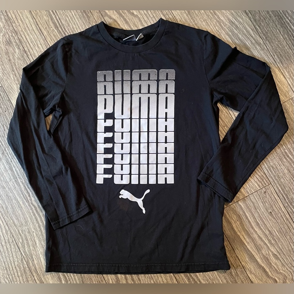 Black Puma Kids long sleeve T-shirt Large 14 - 16 athletic